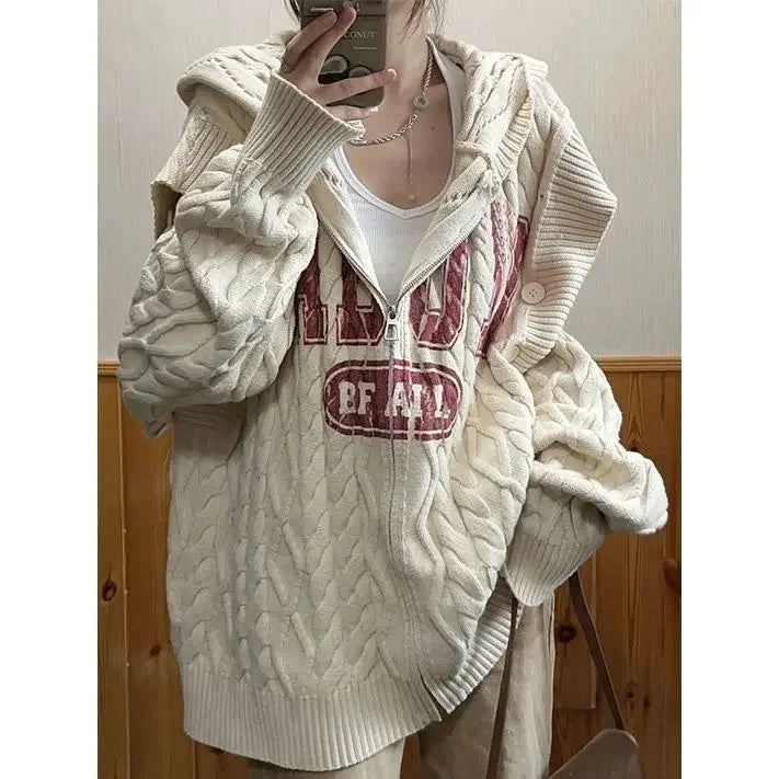 Vintage Slouch Knit Zip-Up Sweater