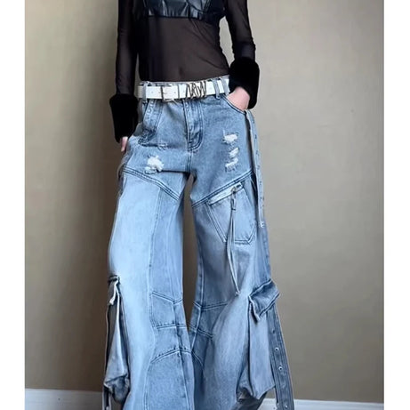 Y2K Oversized Pocket Flare Jeans