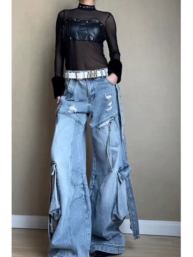 Y2K Oversized Pocket Flare Jeans