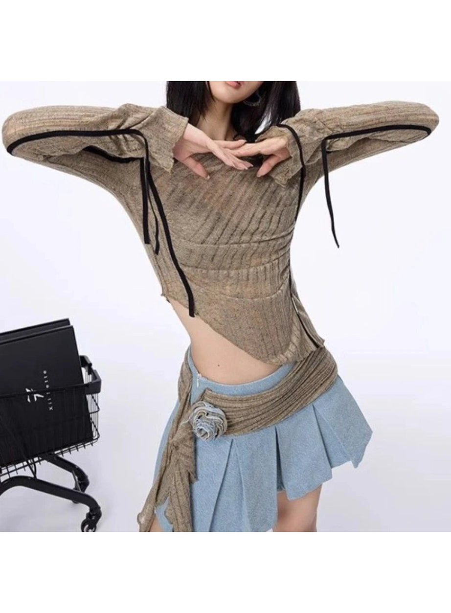 Asymmetrical Strap Detail Knit Top