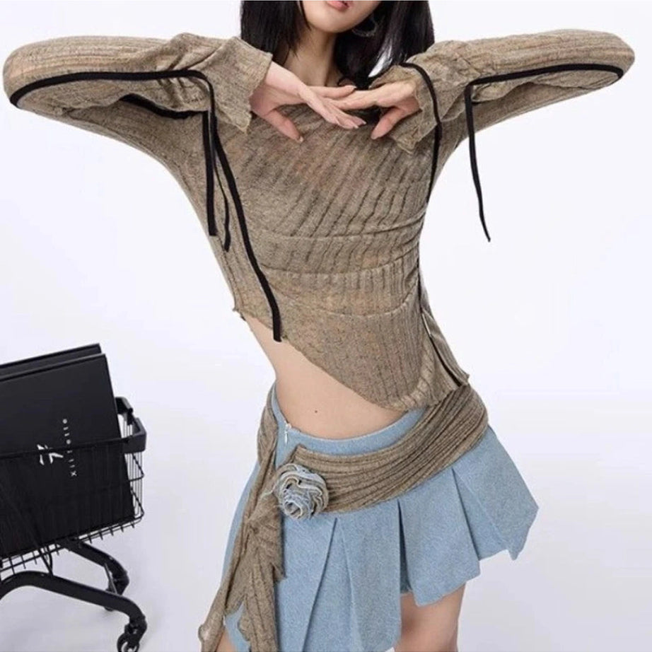 Asymmetrical Strap Detail Knit Top