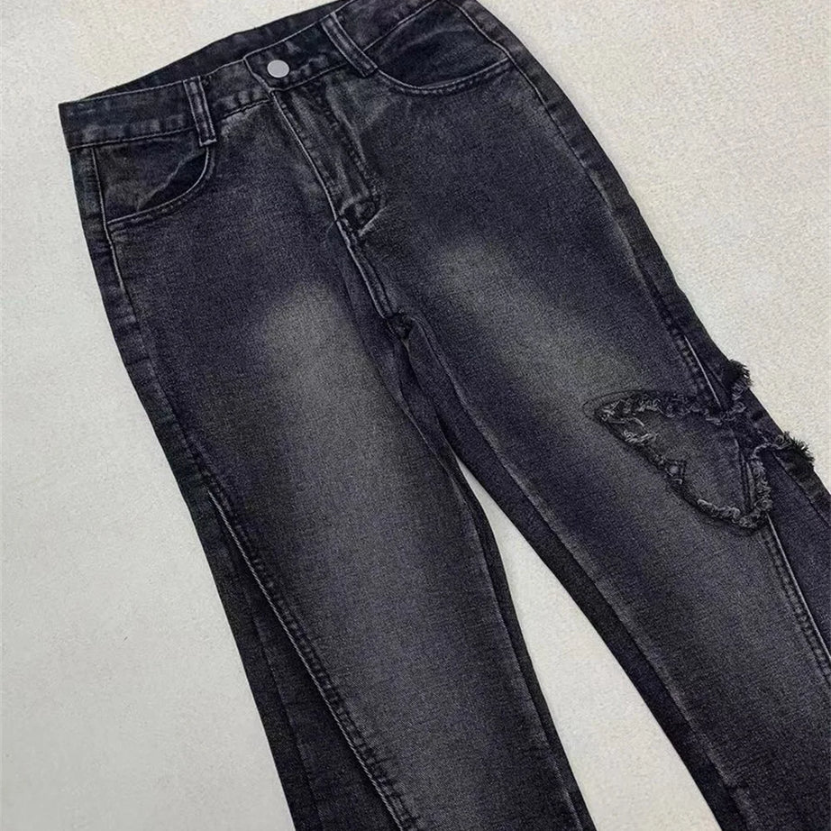 Dark Butterfly Flare Jeans