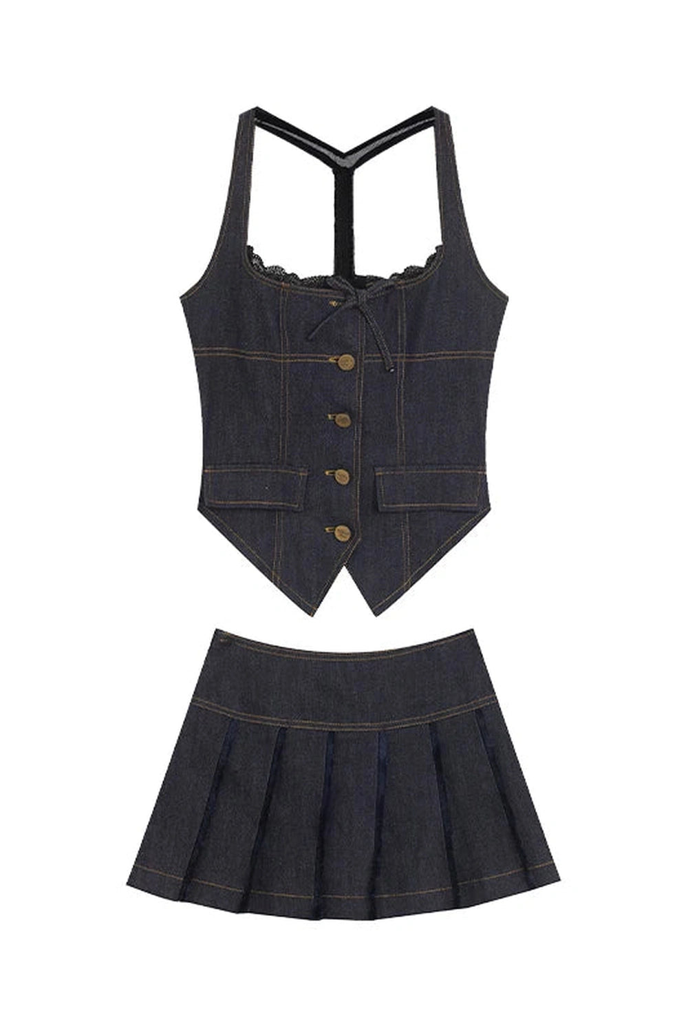Y2k Lace-Up Indigo Mini Set