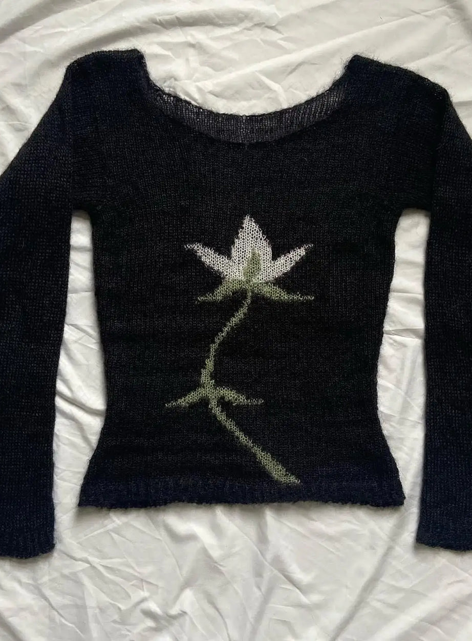 Midnight Bloom Knit Sweater