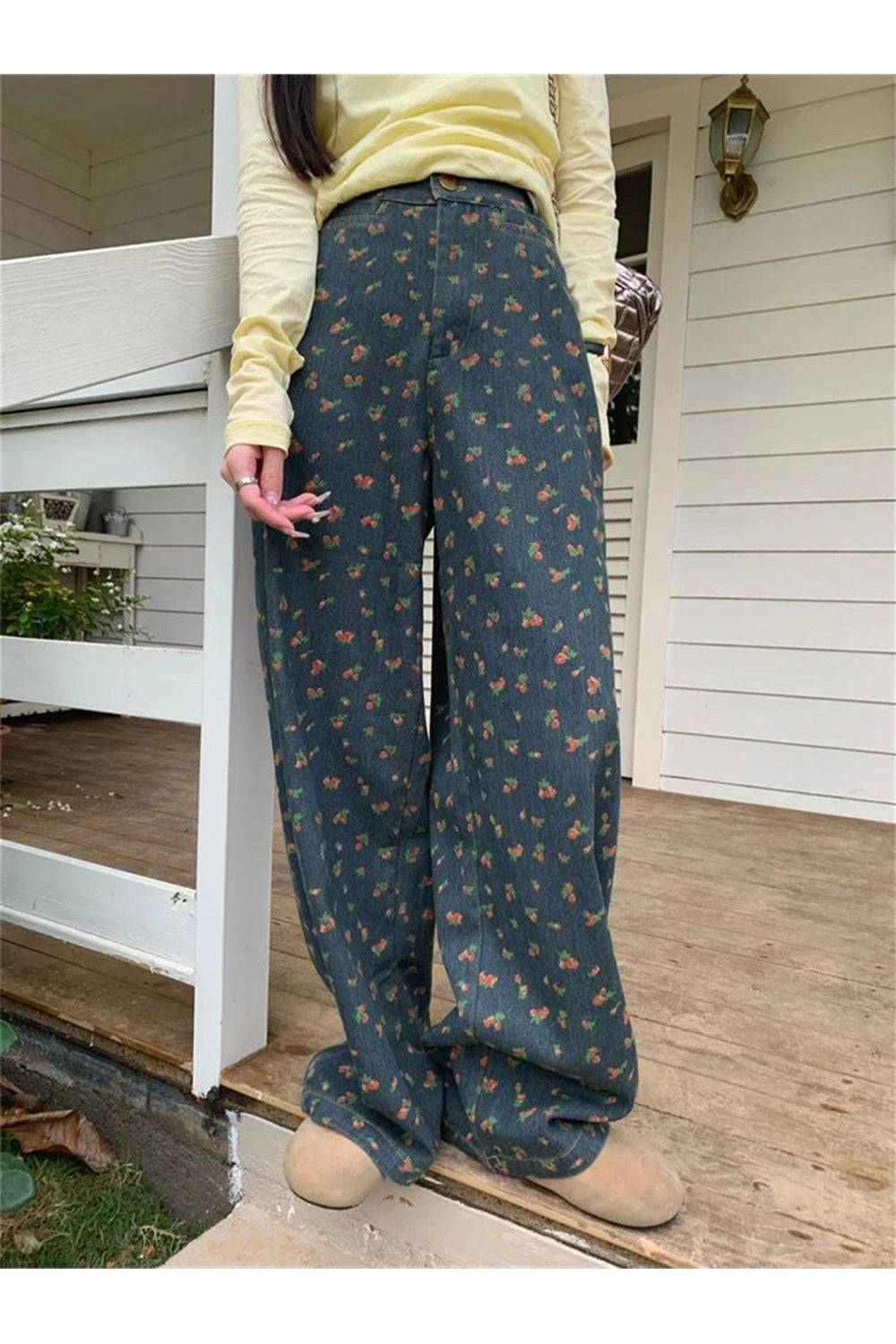 Y2k Floral Wide-Leg Jeans