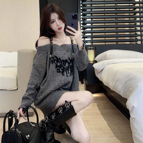 Shadow Straps Off-Shoulder Sweater