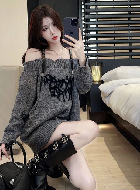 Shadow Straps Off-Shoulder Sweater