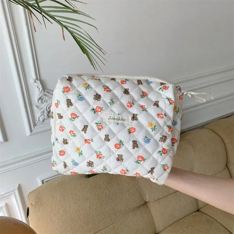 Soft Checkered Makeup Bag