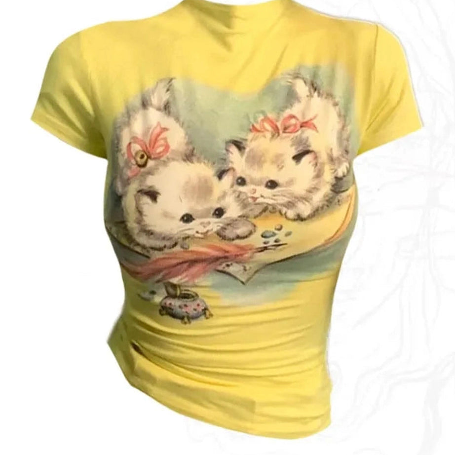 Vintage Kitten Graphic Top