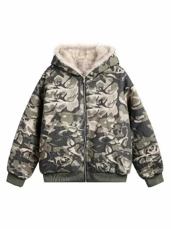 Shadow Rose Camo Fur Jacket