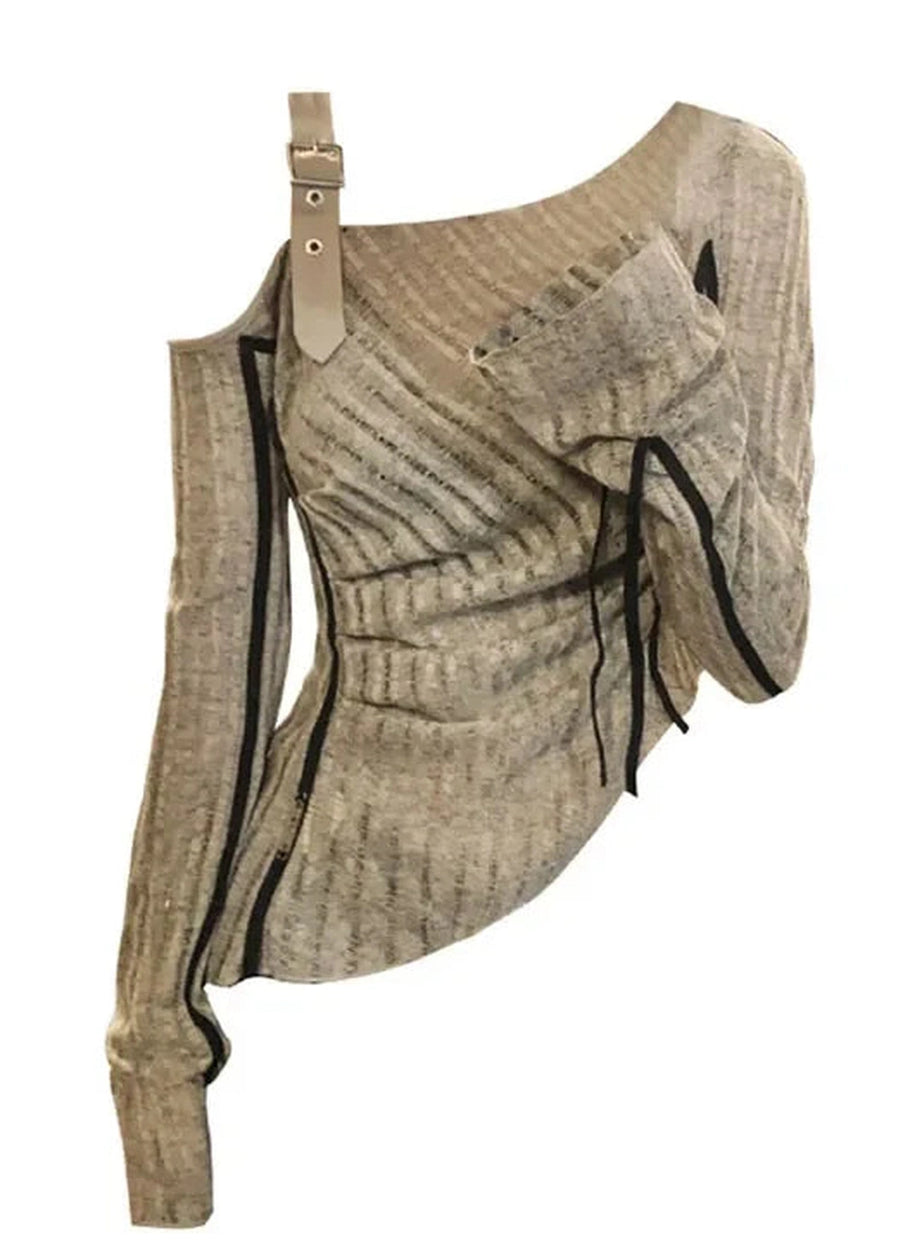 Asymmetrical Strap Detail Knit Top
