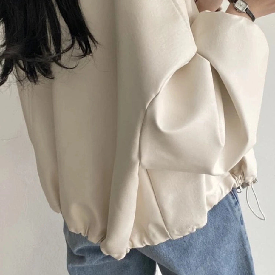 Oversized Faux Leather Bomber Jacket