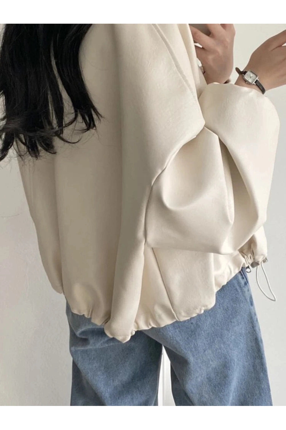 Oversized Faux Leather Bomber Jacket