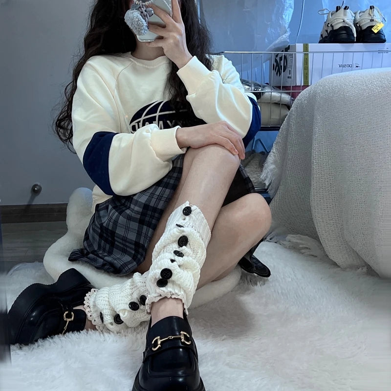Vintage Button-Up Lace Leg Warmers