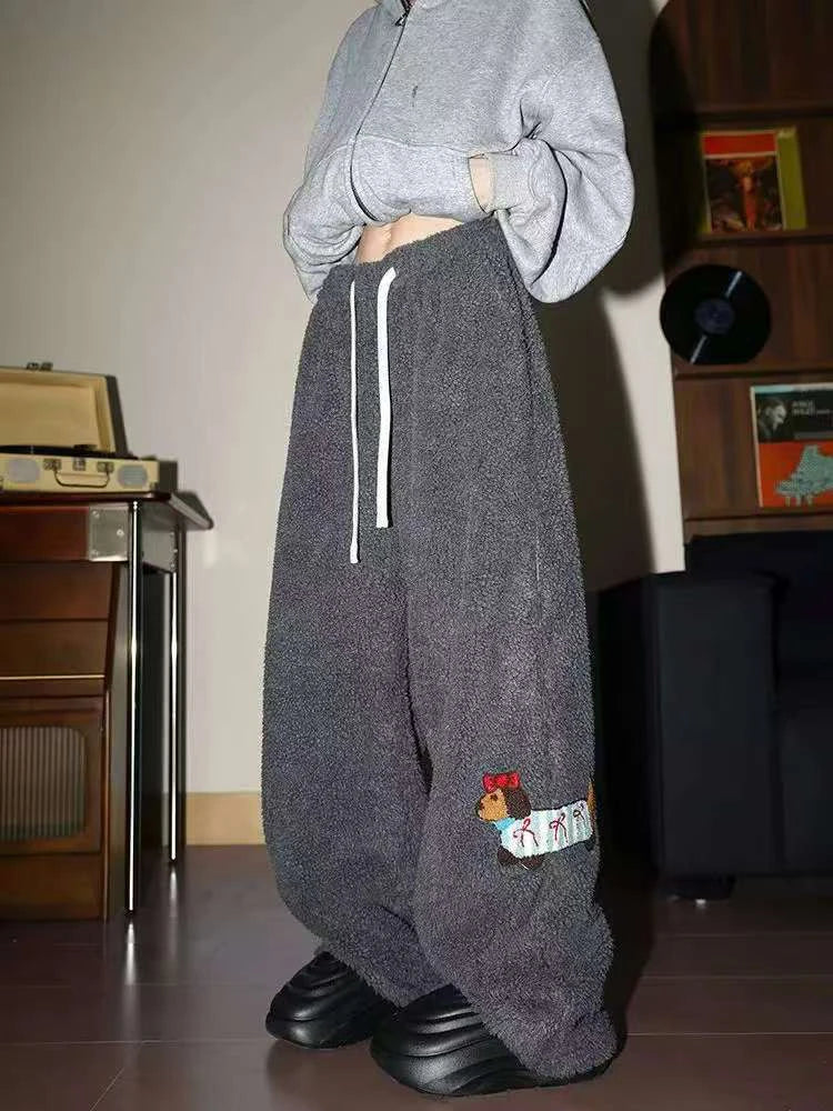 Plush Pup Drawstring Pants