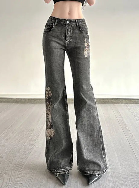 Midnight Bloom Flare Jeans