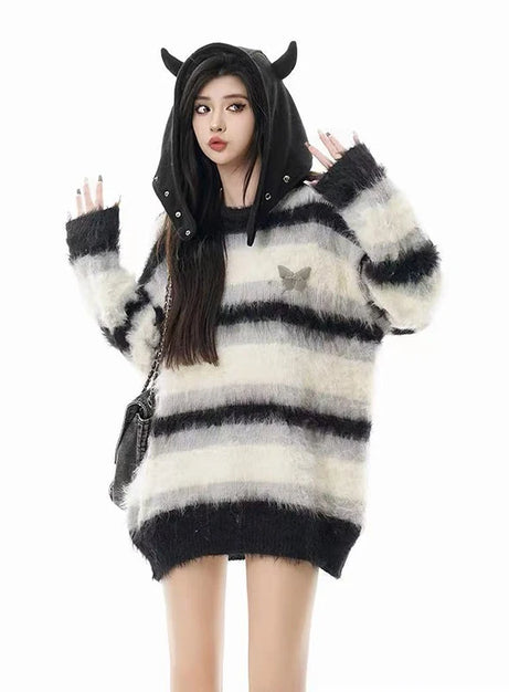 Devilcore Fluff Stripe Sweater
