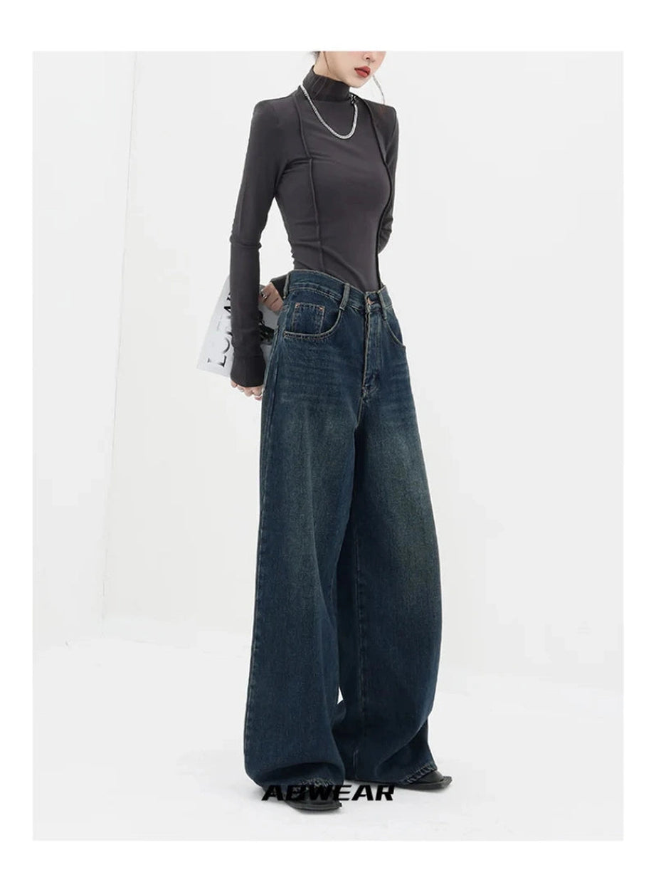 Oversized Dark Wash Wide-Leg Jeans