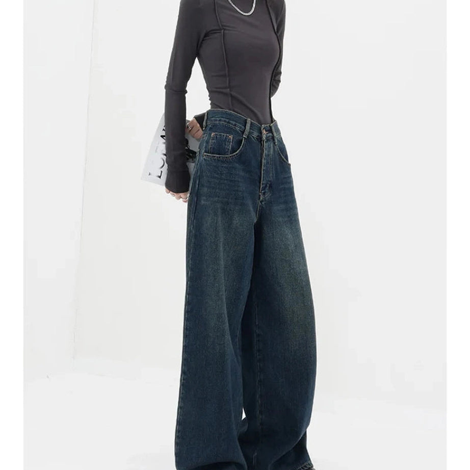 Oversized Dark Wash Wide-Leg Jeans