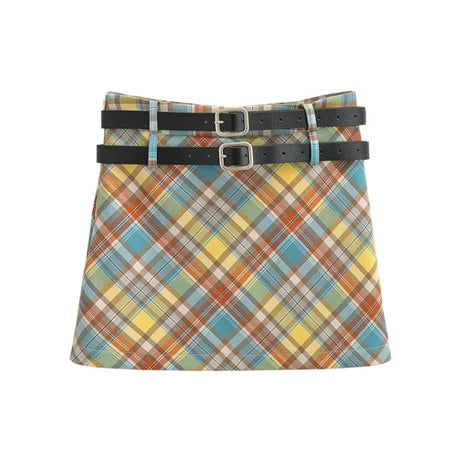 Preppy Punk Buckle Skirt