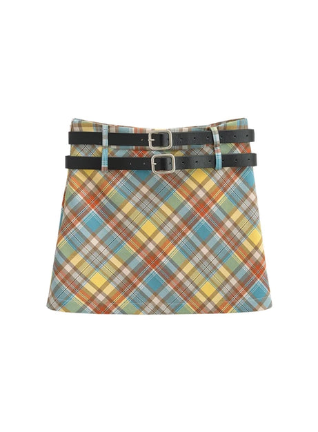 Preppy Punk Buckle Skirt