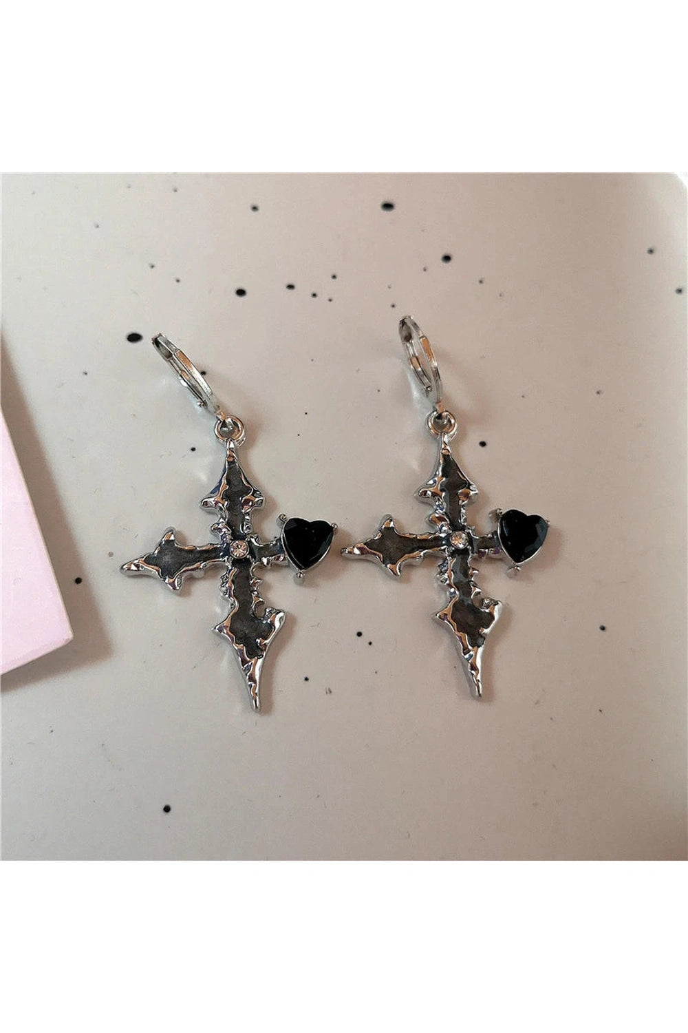 Bloodstone Gothic Cross Earrings