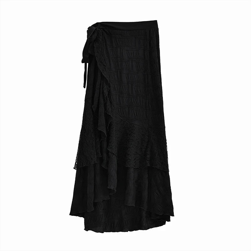 Noir Siren Wrap Maxi Skirt