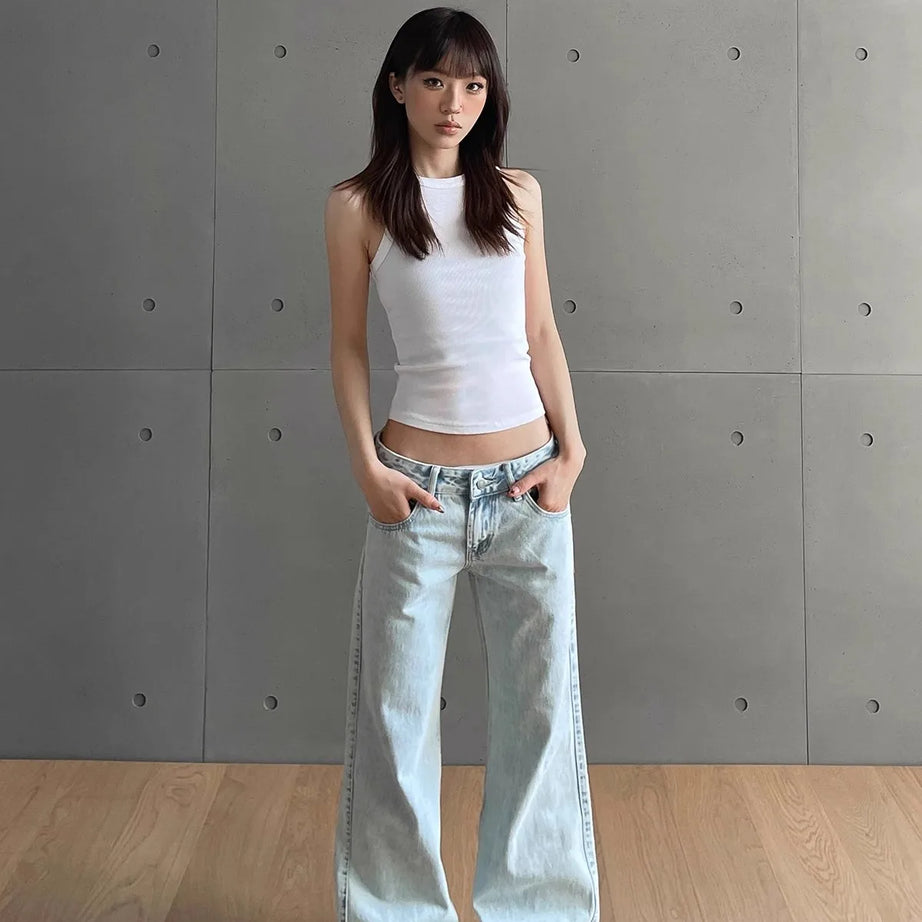 Frosted Skater Wide-Leg Jeans