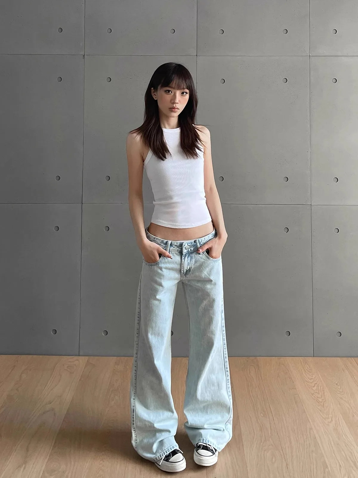 Frosted Skater Wide-Leg Jeans