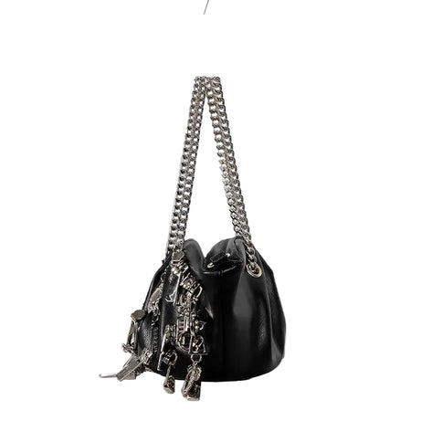 Zipper Storm Chain Shoulder Bag