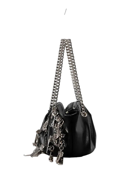 Zipper Storm Chain Shoulder Bag
