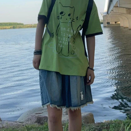 Crying Cat Doodle T-shirt