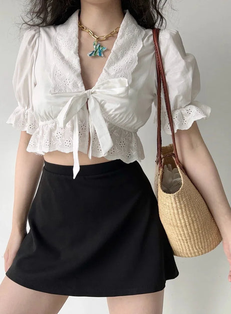 Eyelet Romance Tie-Front Blouse