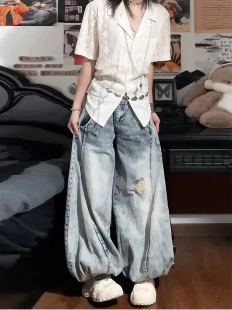 Vintage Balloon Wide-Leg Jeans