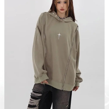 Oversized Starline Zip-Up Hoodie