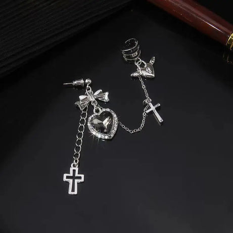 Gothic Heart Chain Drop Earrings