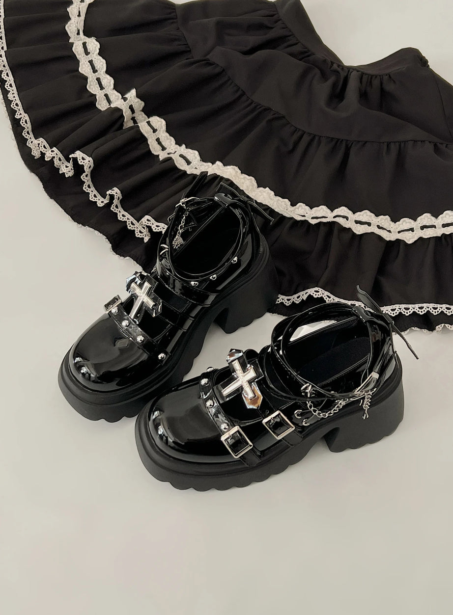 Dark Angel Chain Strap Shoes