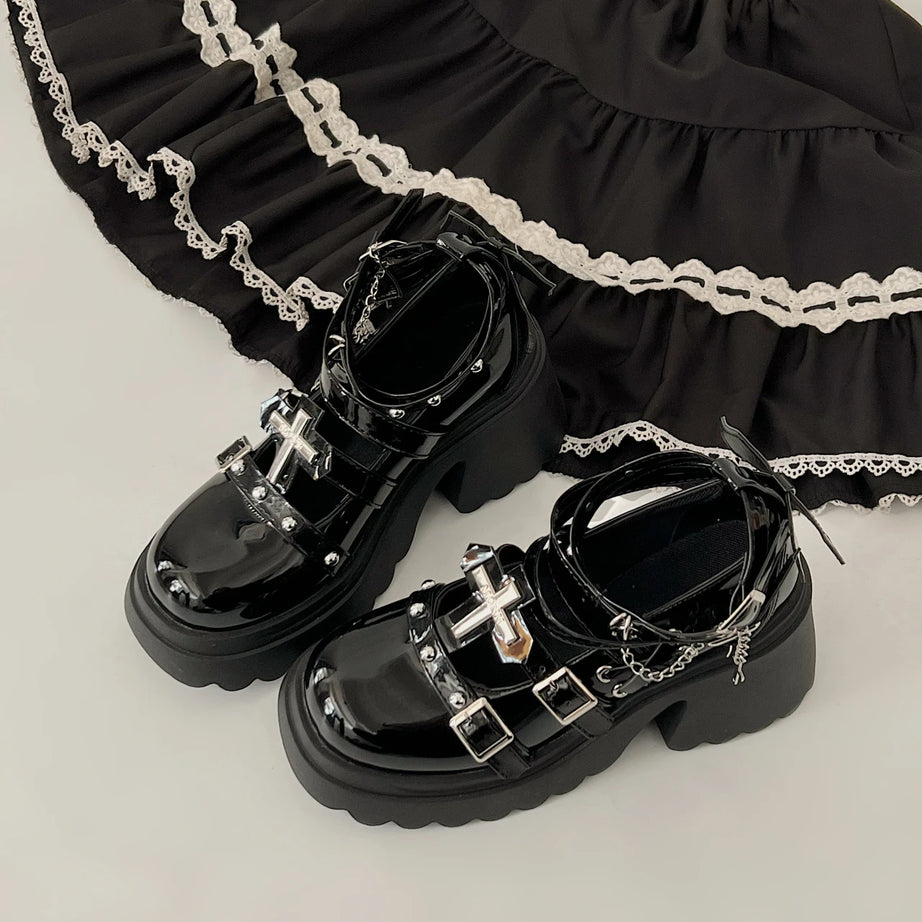 Dark Angel Chain Strap Shoes