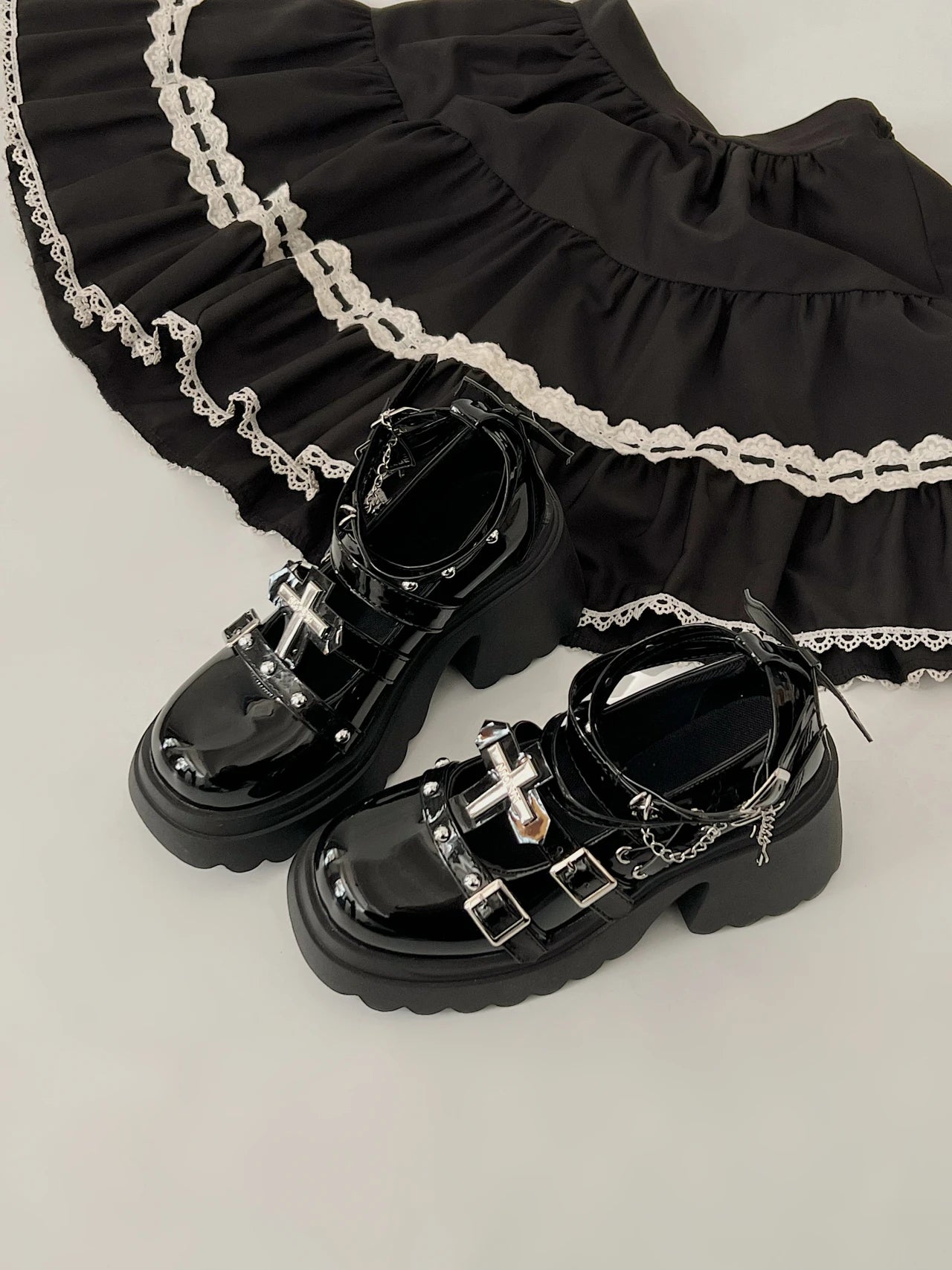 Dark Angel Chain Strap Shoes