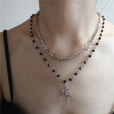 Cosmic Noir Layered Necklace Set