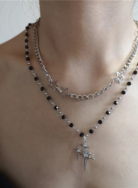 Cosmic Noir Layered Necklace Set