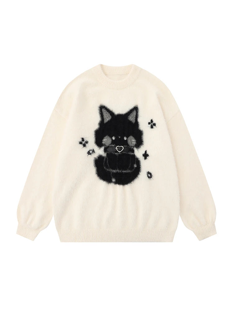 Midnight Kitty Fuzzy Sweater