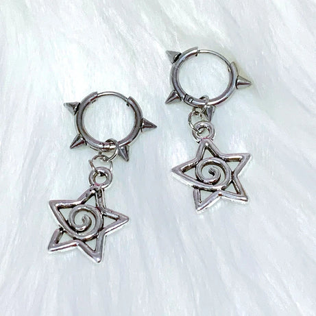 Spiked Star Spiral Earrings
