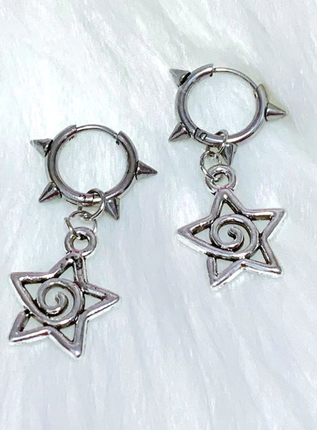 Spiked Star Spiral Earrings