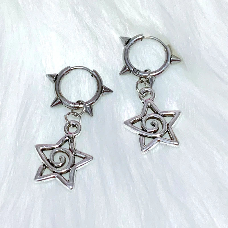 Spiked Star Spiral Earrings