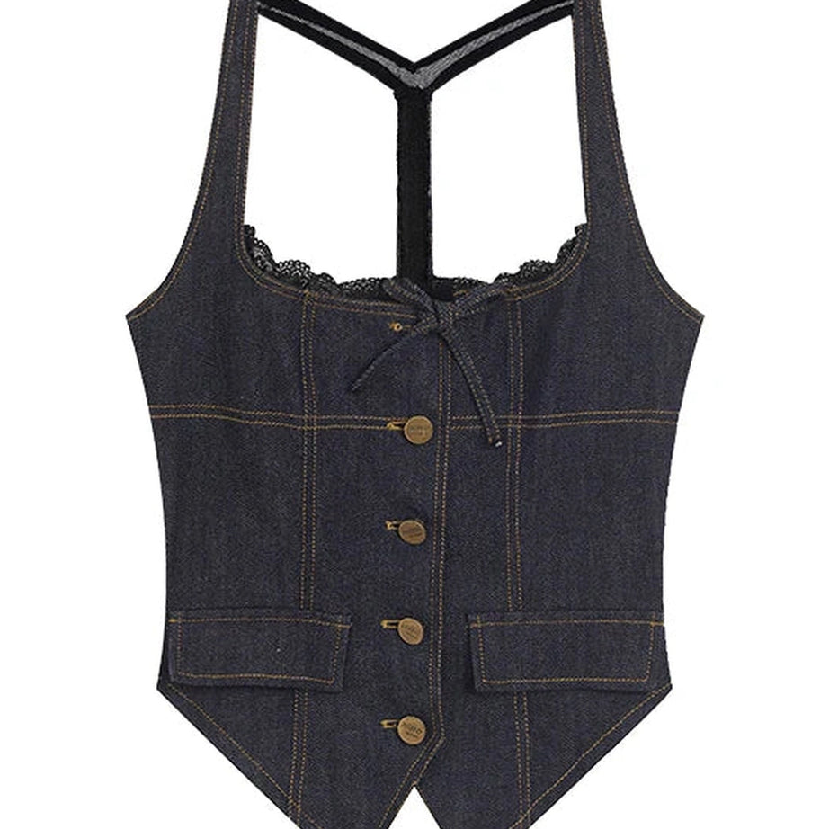 Y2k Lace-Up Indigo Mini Set