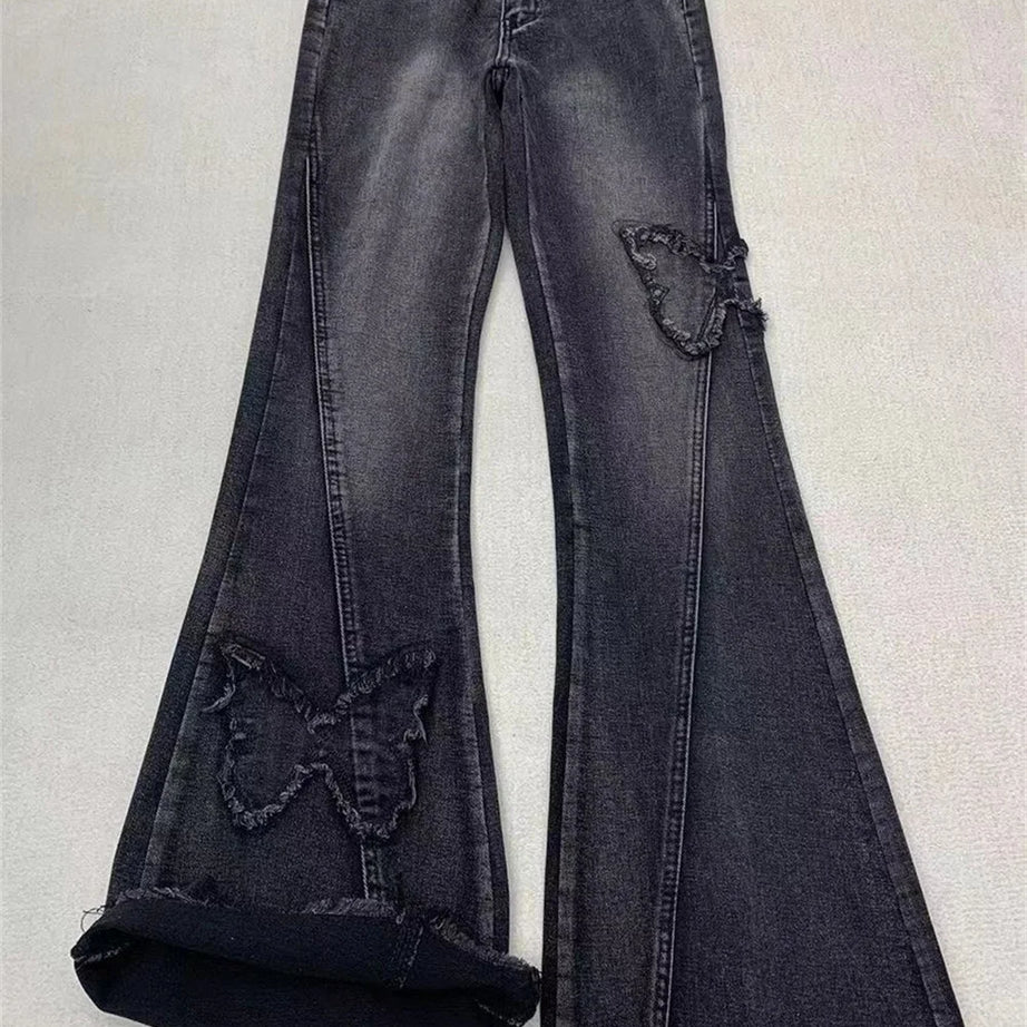 Dark Butterfly Flare Jeans