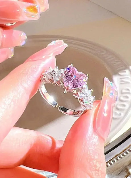 Pink Love Crystal Rings
