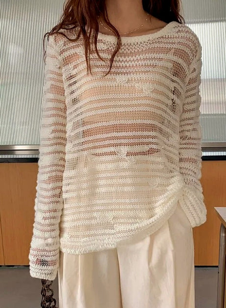 Sheer Shadow Striped Knit Top