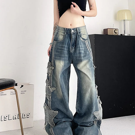 Baggy-Jeans mit Stern-Patch